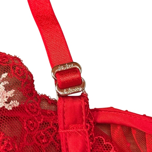 For Love & Lemons Red Lace & Mesh Underwire Bustier Bra SZ. XXS - Picture 14 of 16